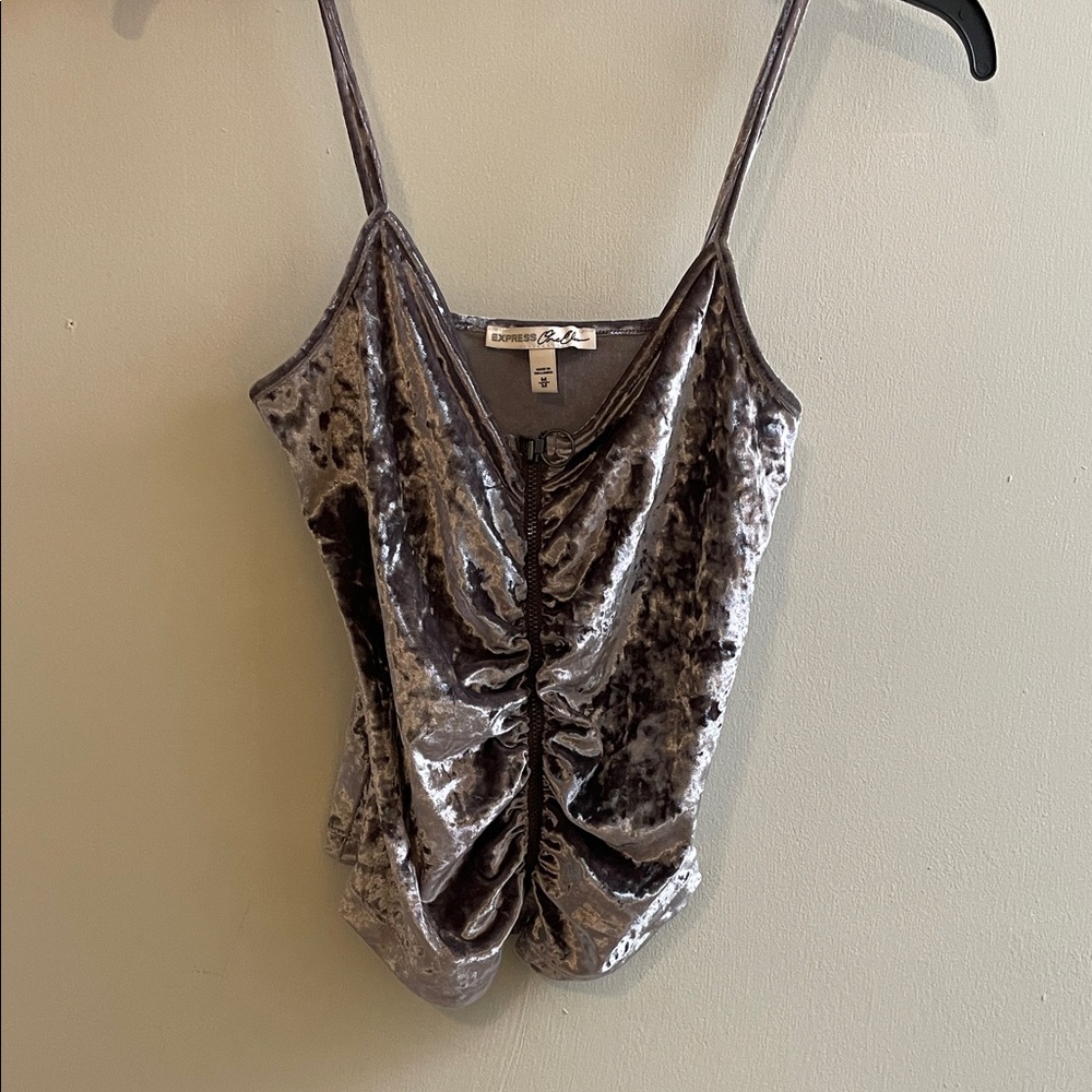 Express Shimmering Gray Velvet Camisole